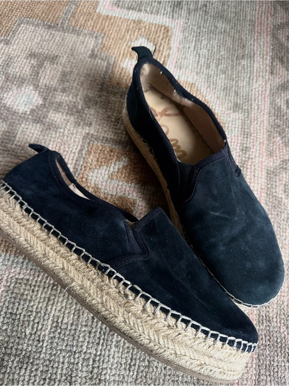 Sam Edelman Navy Suede Espadrille Platform Slip-Ons